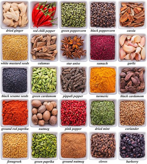 Natural Protein Shake Recipes, Types Of Spices, Spice Image, Spices Photography, List Of Spices, Brown Food, Spice Garden, Spiced Fruit, Culinary Cooking