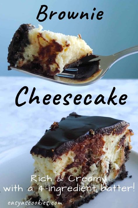 A creamy, versatile homemade brownie cheesecake with a 4-ingredient batter. Make it with leftover brownies, or mix it up by adding candy instead! #cheesecake #brownies #foodsilike Leftover Cheesecake, Leftover Brownies, Brownie Batter Cheesecake, Brownie Cheesecake Recipe, Homemade Brownie, Brownie Cheesecake, Homemade Brownies, Cheesecake Brownies, Brownie Batter