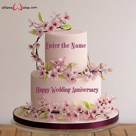 Free Wedding Anniversary Wishes with Name Edit - eNameWishes Happy Wedding Anniversary Cake, Silver Wedding Anniversary Cake, Anniversary Cake Pictures, Happy Marriage Anniversary Cake, Name On Cake, 25th Anniversary Cake, Marriage Anniversary Cake, Write Name On Cake, Anniversary Cake With Name