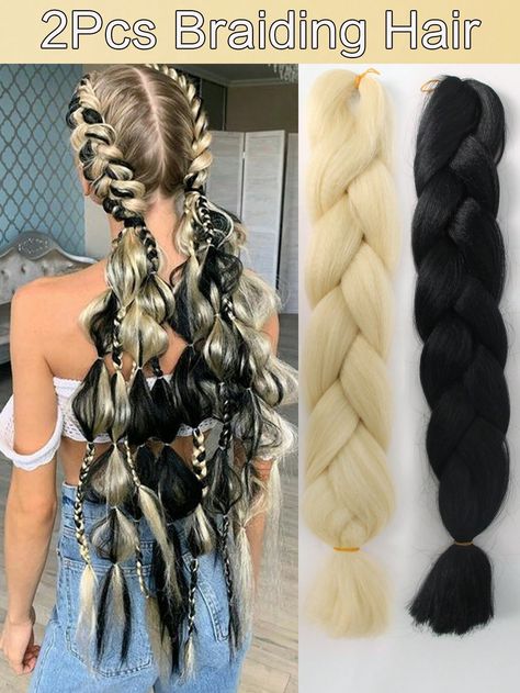 2Pcs Long Braiding Hair Extensions For Women 24 Inch Jumbo Synthetic Blonde Black Red Crochet Hair For Box Braids Senegal Twist Hair Daily Party Halloween Festival Multicolor    High Temperature Fiber  Hair Braids   Wigs & Accs, size features are:Bust: ,Length: ,Sleeve Length: Targaryen Braids, Synthetic Hairstyles, Hair For Box Braids, Senegal Twist, Braids Wigs, Big Box Braids, Braiding Hair Extensions, African Hair Braiding Styles, Red Crochet