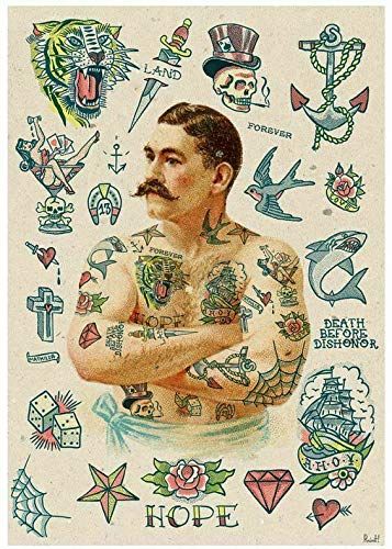 Marine Tattoos, Tattoo Shop Decor, Navy Tattoos, Tattoo Wall Art, Red Dragon Tattoo, Sailor Tattoos, Dove Tattoos, Sailor Tattoo, Tattoo Posters