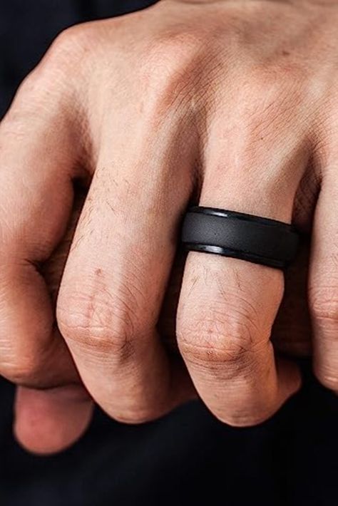 ThunderFit Silicone Ring Men, Step Edge Rubber Wedding Band, 10mm Wide, 2.5mm Thick Mens Rubber Wedding Band, Silicone Rings For Men, Rubber Wedding Band, Rubber Rings Wedding, Dream Wedding Ring, Silicone Wedding Band, Boho Beach Wedding, Luxury Ring, Silicone Wedding Rings