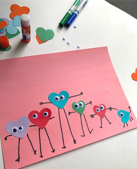 Preschool Valentine's Day Craft - No Time For Flash Cards Vday Crafts, Valentines Day Crafts For Preschoolers, Preschool Valentines Activities, Preschool Valentine Crafts, Valentine Art Projects, Homemade Valentines Day Cards, February Crafts, Easy Valentine Crafts, Preschool Craft