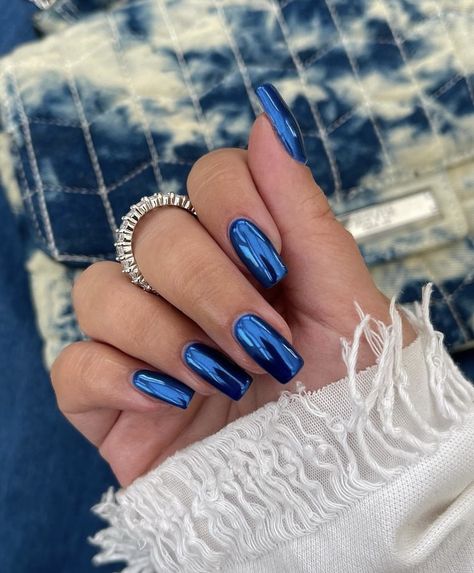 Coffin Chrome Nails, Blue Chrome Nails, Pumpkin Nails, Nagel Tips, Short Coffin Nails, Smink Inspiration, Classy Acrylic Nails, Makijaż Smokey Eye, Thanksgiving Nails