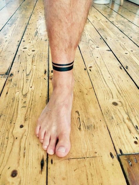 Ankle Cuff Tattoo, Ankle Bracelet Tattoos, Black Band Tattoo, Men's Ankle Bracelet, Ankle Band Tattoo, Ankle Tattoo Men, Leg Band Tattoos, Band Tattoos For Men, Bracelet Tattoos