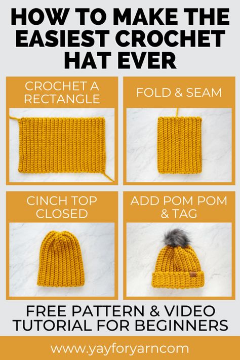 Poncho Crochet, Easy Crochet Hat, Beginner Knitting, Crochet Patterns Free Beginner, Hat Tutorial, Crochet Hat Free, Crochet Beanie Pattern, Crochet Hats Free Pattern, Beginner Crochet Projects