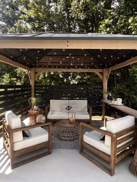 Gazebo Decorations, Gazebo On Deck, Landscaping Backyard, Backyard Gazebo, Backyard Oasis Ideas, Outdoor Patio Space, Backyard Pavilion, Patio Inspiration, Backyard Remodel