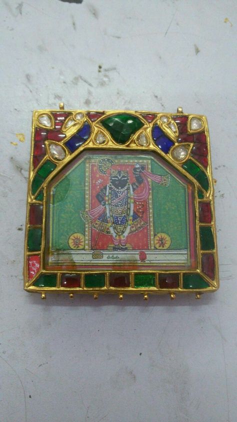 Shri Nath ji Jadau Pendant in 22kt Gold, Jewels Tree, Jaipur. Shri Nath Ji, Jadau Pendant, Jewelry Designing, Royal Garden, Jaipur, Gold Pendant, Cuff Bracelets, Jewelry Design, Pendant