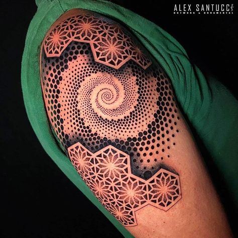 Tattoos With Circles, Transform Tattoo, Fractal Tattoo, Geometric Shape Tattoo, Dotwork Tattoo Mandala, Fibonacci Tattoo, Geometric Arrow Tattoo, Geometric Tattoo Sleeve Designs, Sacred Tattoo