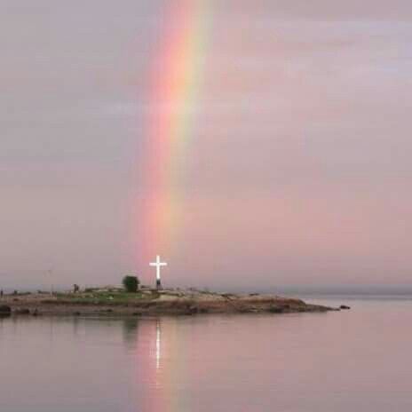 Rainbow Cross God's Promise, Beautiful Scenes, Christian Quotes God, Jesus Is Lord, Gods Promises, Beautiful Rainbow, A Cross, Over The Rainbow, God Jesus