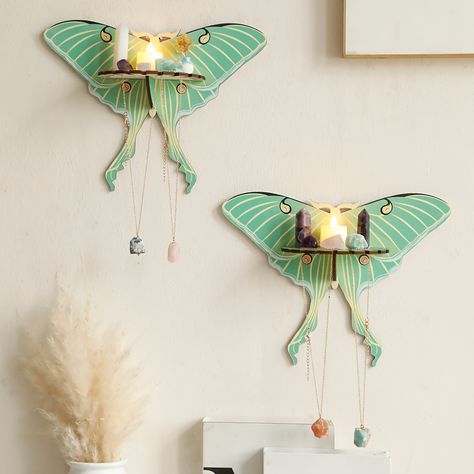 Faster shipping. Better service Diy Fairy Wall Decor, Mcm Witchy Decor, Fairy Bathroom Decor Ideas, Goblincore House Decor, Insect Home Decor, Aesthetic Bathroom Shelves, Succulent Bathroom Decor, Bedroom Crystals Decor, Magical Living Room Decor