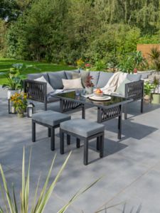 Monaco Corner Sofa Dining Set | Outdoor & Garden | George at ASDA Corner Sofa Lounge, Dining Lounge, Contemporary Lounge, Corner Sofa Set, Garden Sofa Set, Corner Sofas, High Back Chairs, Garden Furniture Sets, Garden Sofa