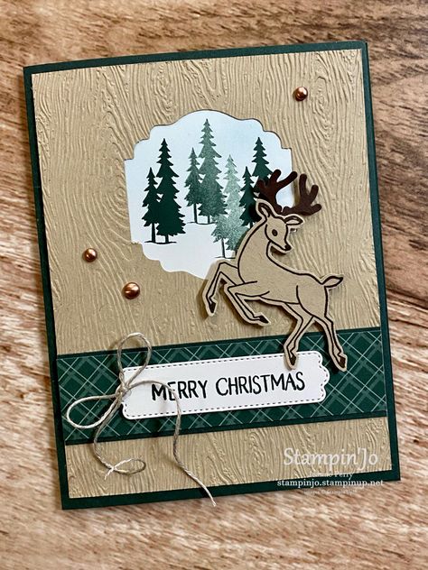 Hand stamped Christmas card Deer Christmas Cards, Burlap Background, Reindeer Card, Santa's Sleigh, Masculine Birthday Cards, Stampin Up Christmas Cards, Stampin Up Christmas, Whimsical Christmas, Christmas Stamps