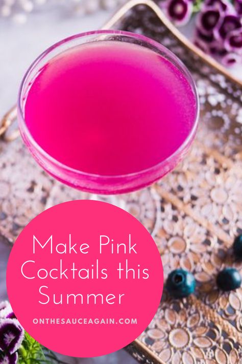 Pink Colored Cocktails, Pink Cocktails Recipes, Colourful Cocktails, Bollywood Birthday, Pink Gin Cocktails, Easy Gin Cocktails, Hot Pink Cocktails, Nye 2023, Cocktail Pink