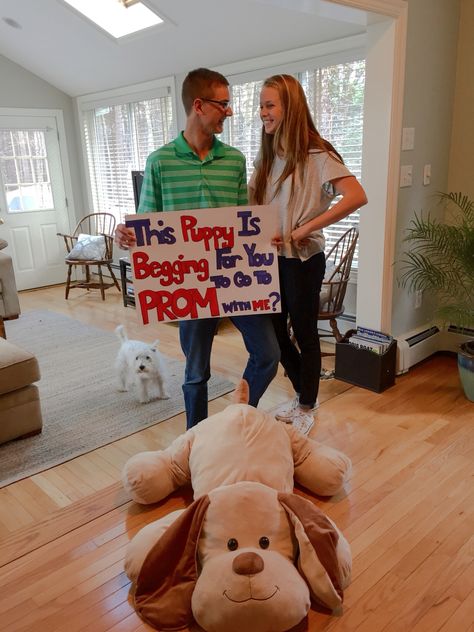 Adorable promposal                                                                                                                                                                                 More Promposal With Dog, Dog Promposal, Baseball Promposal, Proposal Ideas Unique, Prom Unique, Prom Posals, Dog Proposal, Sadies Proposal, Cute Promposals