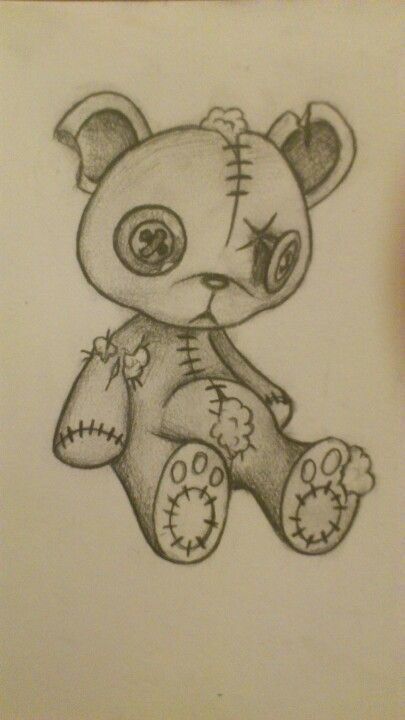 Tatty teddy bear drawing in pencil Scary Drawings, Cross Tattoos, Creepy Drawings, Emo Art, Japanese Tattoos, A Teddy Bear, Arm Tattoos, Lukisan Cat Air, 문신 디자인