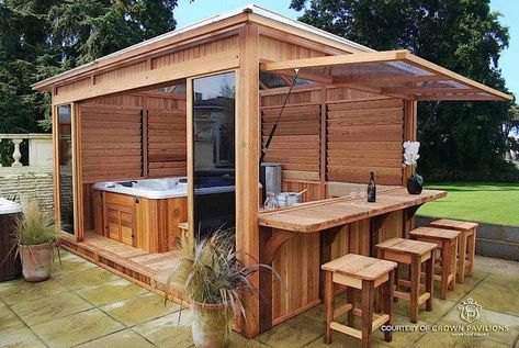 Design Per Patio, Outdoor Jacuzzi, Screened Pool, Hot Tub Patio, Outdoor Hot Tub, Hot Tub Gazebo, Tub Enclosures, Bar Shed, Bar Exterior