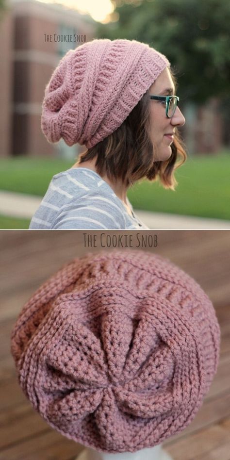 Super Slouchy Knit Hat, Slouchy Hats Free Pattern, Crochet Slouchy Hat Free Pattern Easy, Free Crochet Slouch Hat Patterns For Women, Crochet Chemo Hat Pattern Free Slouchy Beanie, Crochet Hat Slouchy, Baggy Beanie Crochet Pattern, Loose Beanie Crochet Pattern, Free Crocheted Beanie Hat Patterns