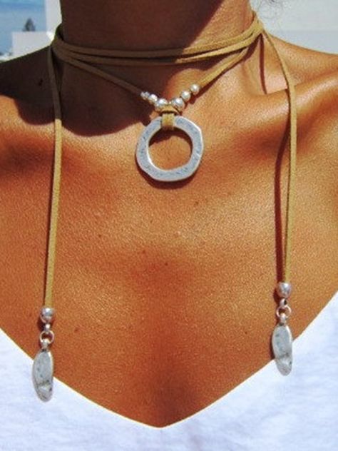 Hippy Jewelry, Collar Hippie, Jewelry Minimal, Bamboo Hoop Earrings, Minimal Boho, Bamboo Earrings, Boho Jewellery, Minimal Necklace, Wrap Necklaces