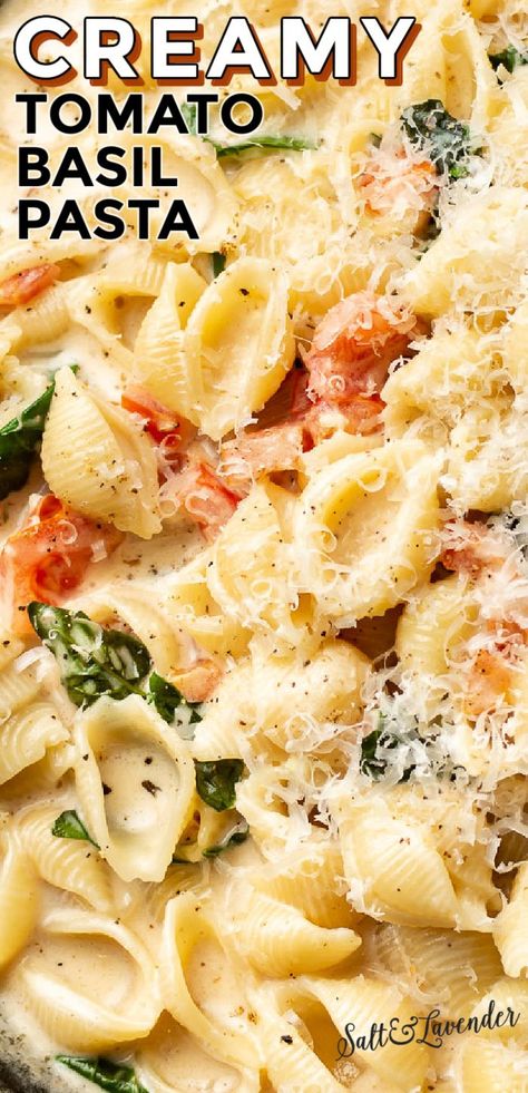 Creamy Tomato Basil Pasta, Tomato Basil Pasta, Basil Recipes, Basil Pasta, Pasta Dinners, Pasta Dinner Recipes, Tomato Pasta, Creamy Pasta, Easy Pasta Recipes