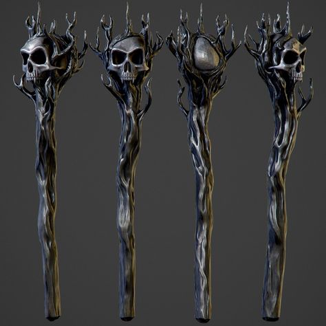 ArtStation - Hellish Staff, Dmitry Demyanenko Skull Staff Fantasy Art, Necromancer Staff, Hades Concept Art, Cadaver Collector, Warlock Staff, Staff Aesthetic, Ghost Wand, Skull Staff, Fantasy Staff