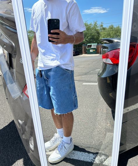 Summer Guy Outfits Aesthetic, Jorts Outfit Men’s, Summer Fits For Guys, City Outfits Men, Utah Boy Outfits, Men’s Summer Fits, Guy Fits Summer, Guy Summer Outfits, Guy Outfits Summer