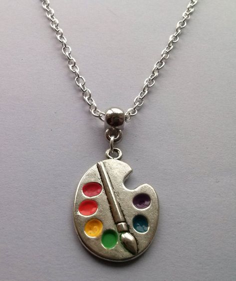 Silver Artist Palette Necklace , Artist Necklace , Enamel Necklace , Multicolour Necklace , Artist Gift , Painter Necklace , Handmade Gift Multicolour Necklace, Handcrafted Silver Jewelry, Artist Palette, Enamel Necklaces, Artist Gifts, Handcrafted Artisan Jewelry, Pretty Necklaces, Enamel Jewelry, Girls Jewelry