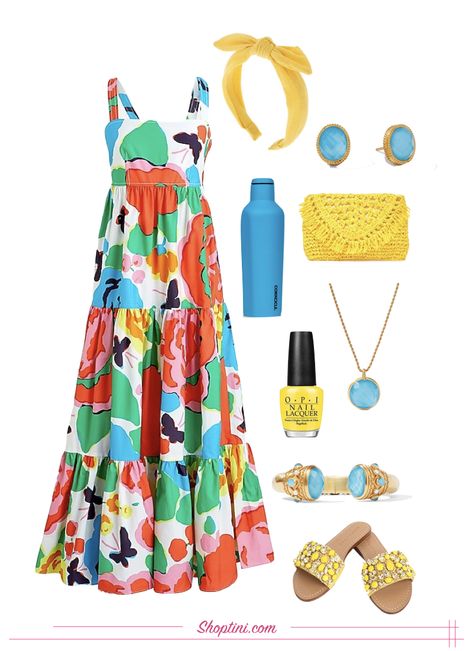 Long Colorful Dress Summer, Bright Spring Dress, Spring And Summer Dresses, Colorful Summer Fashion, Bright Colored Dresses, Spring Maxi Dress Outfit, Long Summer Dress Outfits, Bright Summer Outfits, Pretty Spring Dresses