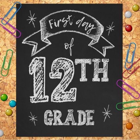 1st Day of 12th Grade, First Day of School, Senior Photo Print - First Day of School Gifts First Day Of School Gifts, 11th Grade, 9th Grade, 12th Grade, 1st Day, Senior Photo, School Gifts, Senior Year, Senior Photos