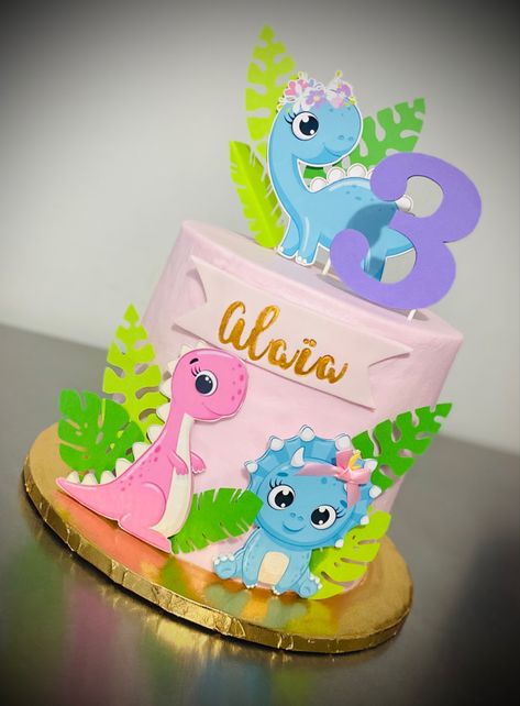 3 Rex Birthday Cake Girl, Dinosaur Cake For Girls Birthday, Dinosaur Birthday Party Girl Cake, Dinasour Birthday Ideas For A Girl, Dinosaur Tutu Cake, Girl Dinosaur Birthday Cake, Dinosaur Cake Girly Simple, Dinosaur Cake Girly, Girly Dinosaur Cake 3rd Birthday