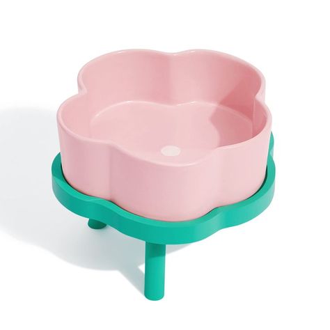 VETRESKA Elevated Dog Bowls for Large Dogs, Medium and Small - Raised Height Dog Food Bowl Stand Cat Bowls for Food and Water, Ceramic Cat Dish Pet Bowl Dog Feeding Station, Pink Flower M Cute Dog Bowls, Silicone Dog Bowl, Dog Food Station, Ceramic Pet Bowl, Pet Feeding Station, Dog Feeding Station, Cat Water Bowl, Raised Dog Bowls, Elevated Dog Bowls