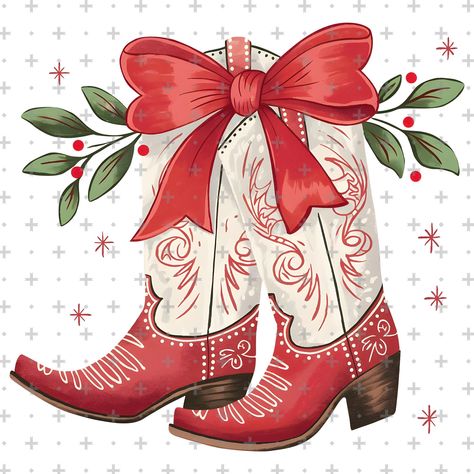 Christmas Cowboy Boots, Cowgirl Christmas, Girly Christmas, Christmas Horse, Christmas Coquette, Coquette Bow Png, Bow Png, Pink Cowgirl, Cowboy Christmas