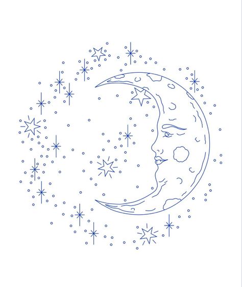 Star And Moon Embroidery Designs, Embroidery Moon Pattern, Embroidery Templates Free Printable, Moon And Stars Embroidery, Hand Embroidery Patterns Free Templates, Moon Embroidery Pattern, Embroidery Patterns Free Templates, Stain Stitch, Drawing Embroidery