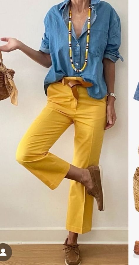 Yellow Pants Outfit Work Attire, Mustard Pants Outfit, Yellow Pants Outfit, Stylish Outfits For Women Over 50, Yellow Pants, Mode Casual, Classy Fashion, Fashion Mistakes, Casual Work Outfits