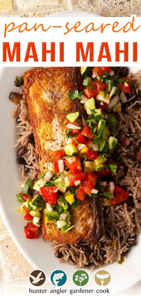 Maui Maui Fish Recipes, Cooking Mahi Mahi, Mahi Mahi Recipe, Caribbean Rice, Simple Salsa, Mahi Mahi Recipes, Fish Batter Recipe, Dolphin Fish, Best Seafood Recipes