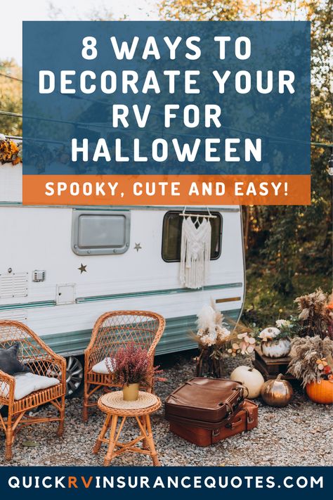 Turn your RV into a haunted house on wheels this Halloween! Check out these creative ways on how to decorate your rig. 🚌🎃 #Halloween #HalloweenDecoration #RVlife #RVdecor Rv Halloween Decorating Ideas Inside, Camper Halloween Decorating Ideas, Rv Halloween Decorating Ideas, Halloween Decorations Inside, Decorating Your Rv, Rv Inspiration, Halloween Camping, Pumpkin Display, Home On Wheels