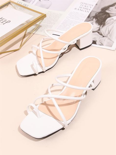 Comfy Wedding Shoes, White Strappy Heels, Heeled Mule, Platform Heels Boots, Party Heels, Low Heel Sandals, Girly Shoes, Platform Heels Chunky, Prom Shoes