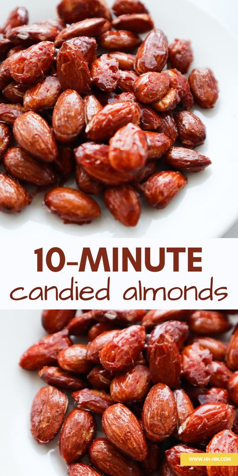 Almond Snack Ideas, Candy Coated Almonds, Flavored Almonds Recipe, Maple Almonds, Caramelised Almonds, Candy Almonds, Candied Almonds Recipe, Mom Snacks, Healthy Crunchy Snacks