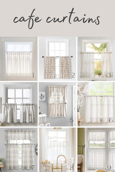 Modern Cottage Cafe Curtain Options www.makingitinthemountains.com #cafecurtains #kitchencurtains #bathroomcurtains #moderncottage #cottagestyle Window Over Sink, Farmhouse Kitchen Curtains, Cafe Curtains Kitchen, Modern Cottage Style, Cottage Curtains, Bathroom Window Curtains, Half Curtains, Kitchen Window Curtains, Cafe Curtain