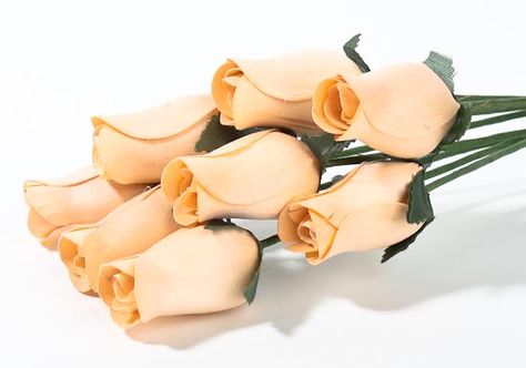 Peach Wooden Rose Bud Bouquet of 8 Bud Bouquet, Roses Bunch, Wooden Roses, Traditional Roses, Custom Bouquet, Bouquet Wrap, Rose Stem, Floral Tape, Single Rose