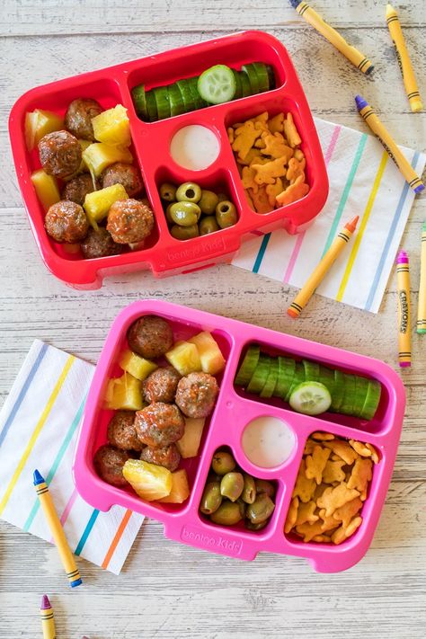 5 Bento Box School Lunches • Freutcake How To Keep Food Warm For School Lunch, Lunches To Pack, Kids Lunch Box Meals, Bento Box Lunch For Kids, Lunch Foods, Kindergarten Lunch, Preschool Lunch, Bentgo Kids, Mini Meatballs