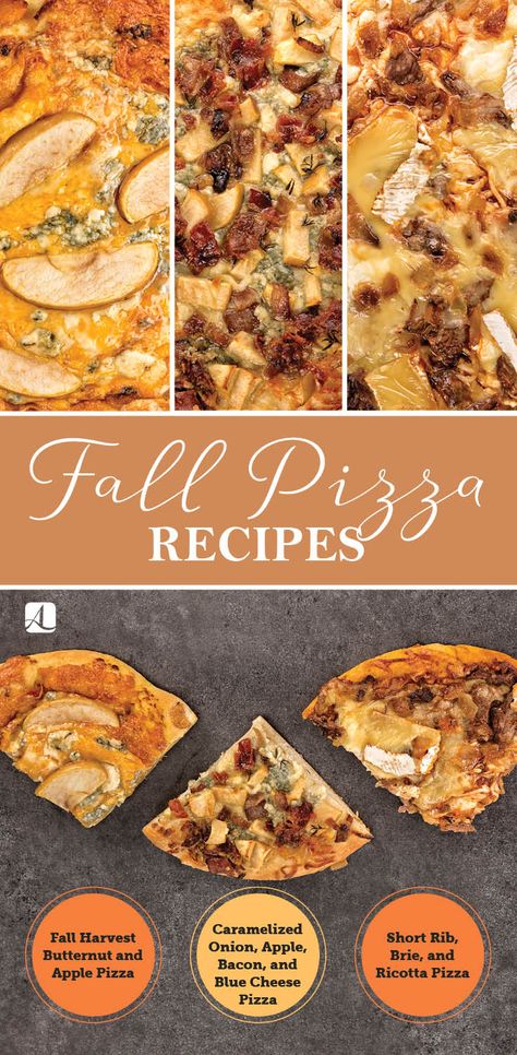 DIY Fall-Flavored Pizzas | Fall Recipe Ideas #toppings #flavor #pizza Fall Pizza Recipes, Outdoor Pizza Oven Recipes, Fall Recipe Ideas, Fall Pizza, Ricotta Pizza, Apple Pizza, Pizza Oven Recipes, Pizza Bar, American Lifestyle