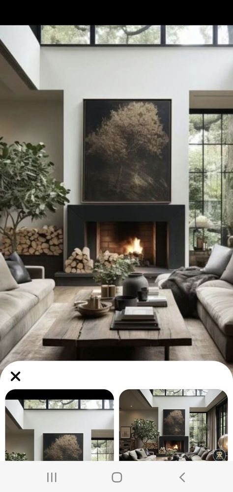 Moody Living Room, Rustic Farmhouse Living Room, Design Villa, Casa Country, Living Room Design Inspiration, Home Fireplace, Home Design Living Room, Rustic Living Room, Living Room Inspo