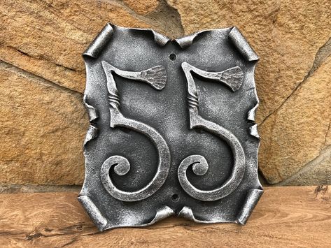 Outside House Decor, Unusual House, Iron Gifts, Copper Anniversary Gifts, Copper Anniversary, Copper Gifts, House Number Plaque, House Signs, Casa Exterior