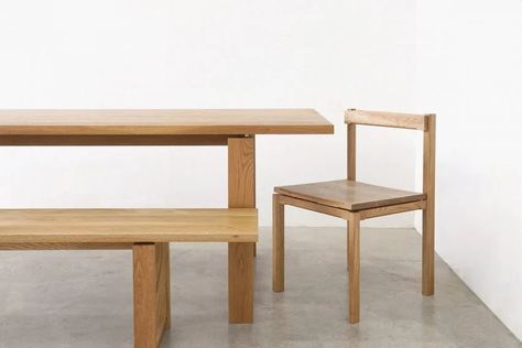 Floating Top furniture collection by Beomsuk Ko for Kobeomsuk Furniture Korean Furniture, Wood Joints, Table Bench, Top Furniture, Top Table, Mortise And Tenon, South Korean, Furniture Collection, White Oak