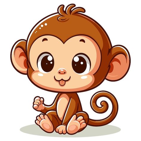 Cute Monkey Drawing Art, Cute Animal Images Cartoon, Monkey Cute Drawing, Cute Monkey Drawing, Chibi Monkey, Cute Monkey Cartoon, Drawing Monkey, Kawaii Monkey, Monkey Images