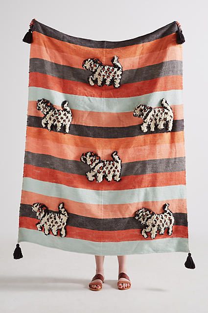 Anthropologie Richmond Throw Blanket ... someone please buy me this. Adorable, funky, hilarious, love love love!!! #dogmom Anthropologie Bedding, Summer Bedding, Modern Throws, Tiger Print, Brown Orange, Black Orange, New Furniture, Animal Design, Blue Orange