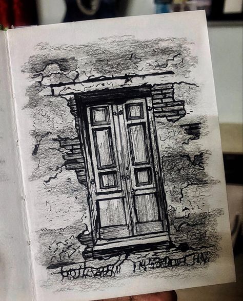 #roughsketch #penart #minisketch #door #doorsketch #doordrawing #minidrawing #pendrawing #geethika253 Pencil Sketches Landscape, Black Pen Drawing, Fineliner Art, Abstract Pencil Drawings, Pen Art Work, Architecture Drawing Sketchbooks, Old Ways, Pen Art Drawings, Colour Art