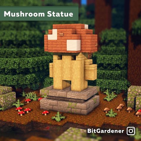 BitGardener on Instagram: “Hello again everyone! Here are some simple statues I made that you can pretty easily build in your survival worlds. The block palette of…” Cottagecore Mushroom Minecraft Builds, Potion Brewing House Minecraft, Ideas For Minecraft Worlds, Minecraft Custom Flowers, Minecraft World Downloads, Minecraft Architecture Ideas, Minecraft Sniffer Enclosure Ideas, Mushroom Town Minecraft, Medival Minecraft Ideas