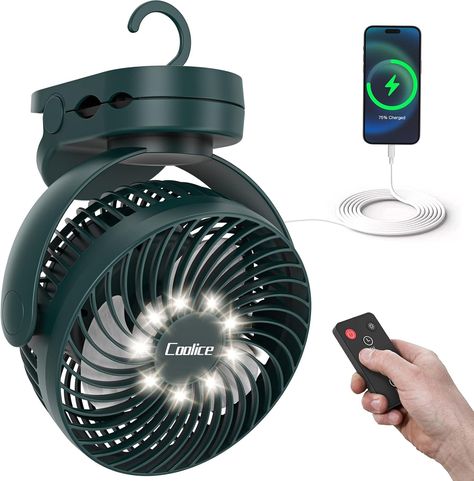 We have four of these fans because we absolutely love them. The charge easily lasts the entire length of our camping trips and it gives a great amount of light and breeze. The clip allows you to attach it anywhere and the remote makes it very convenient to turn on and off. (Paid Link) #campingfan #campinglight #emergencylight #rechargeablefan #rechargeablelight Tent Fan, Bicycle Camping, Camping Fan, Rechargeable Fan, Green Electric, Rechargeable Light, Led Lantern, Camping Lanterns, Outdoor Tent